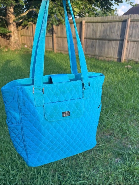 Vera Bradley Handbags - Vera Bradley Quilted Teal Tote with Turn-Lock Pocket